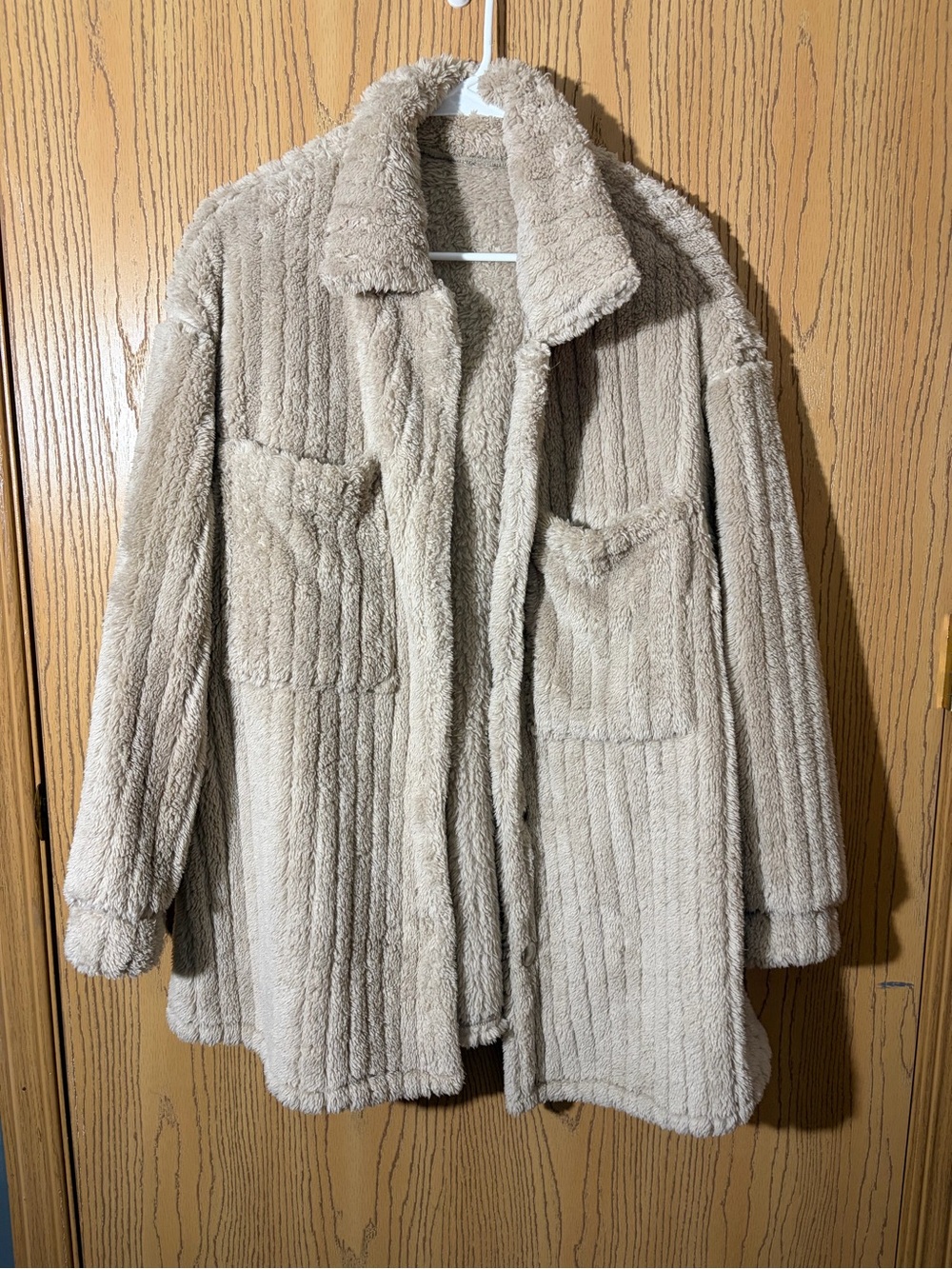 SHEIN Plush Teddy Longline Coat in Beige